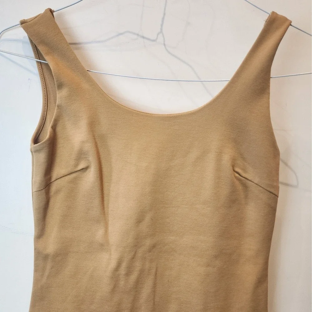 Shinestar‎ Tan Camel Sleeveless Bodycon Mini Dress Scoop Neck Womens S NEW